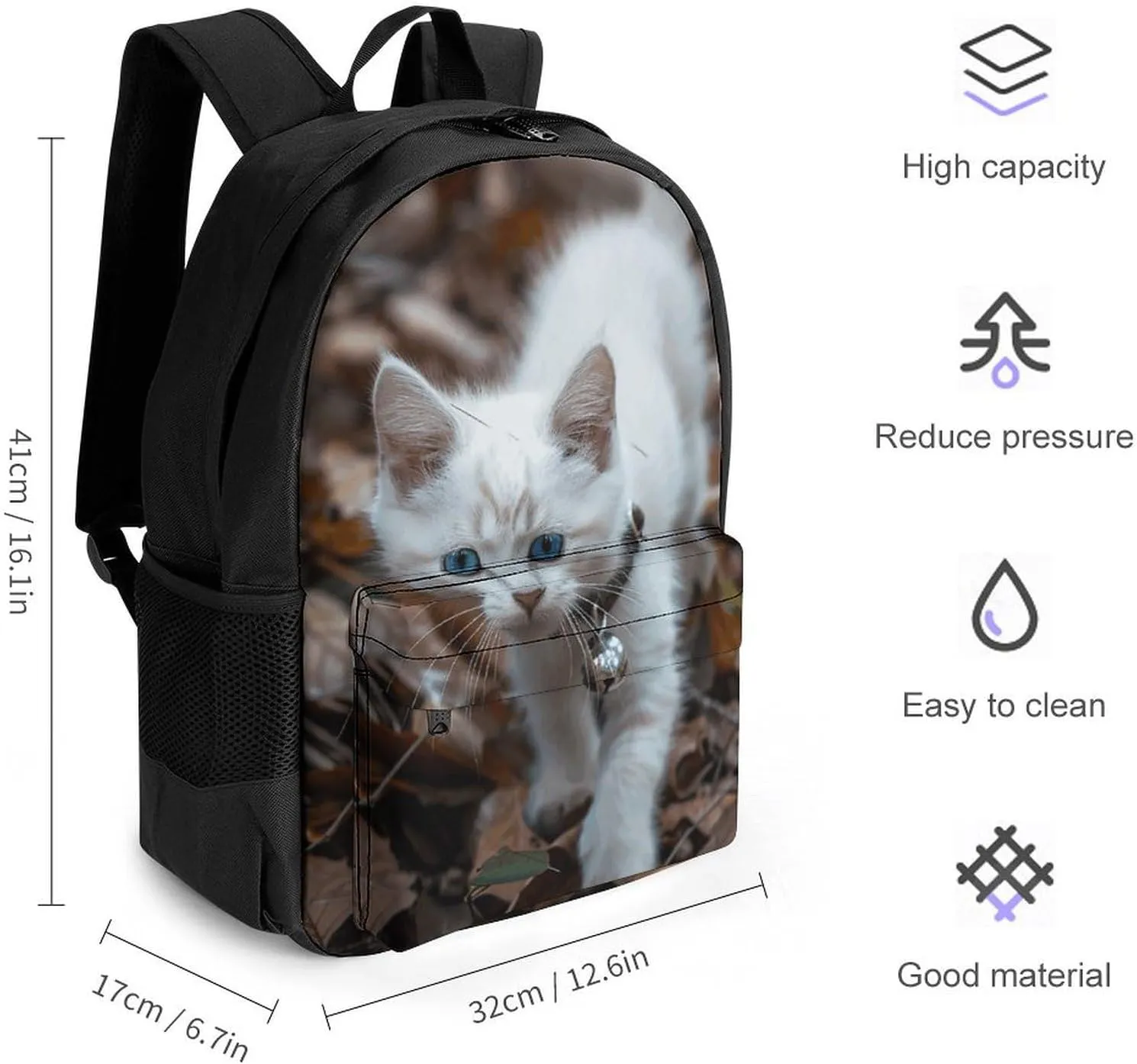 Backpack for Men Women Laptop Backpack Blue Eyes Cat Casual Daypack Laptop Bag for Travel