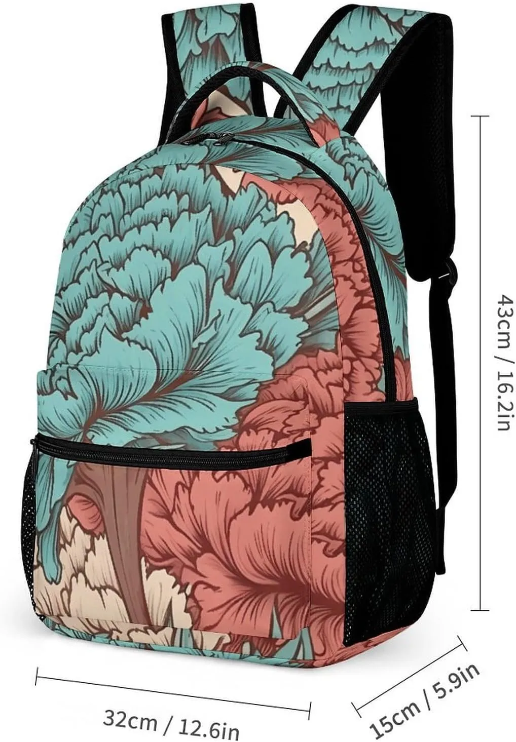 Backpack for Men Women Laptop Backpack Blue Red Flowers Casual Daypack Laptop Bag for Travel