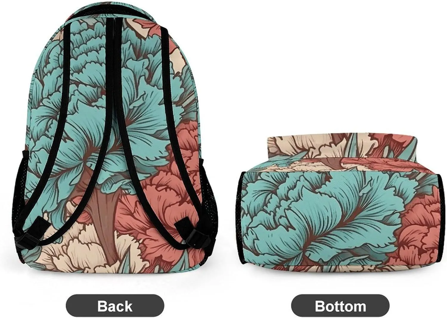 Backpack for Men Women Laptop Backpack Blue Red Flowers Casual Daypack Laptop Bag for Travel