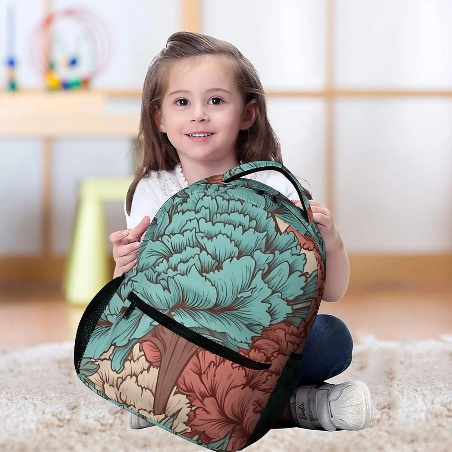 Backpack for Men Women Laptop Backpack Blue Red Flowers Casual Daypack Laptop Bag for Travel