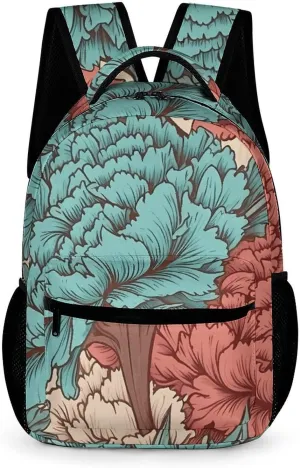 Backpack for Men Women Laptop Backpack Blue Red Flowers Casual Daypack Laptop Bag for Travel