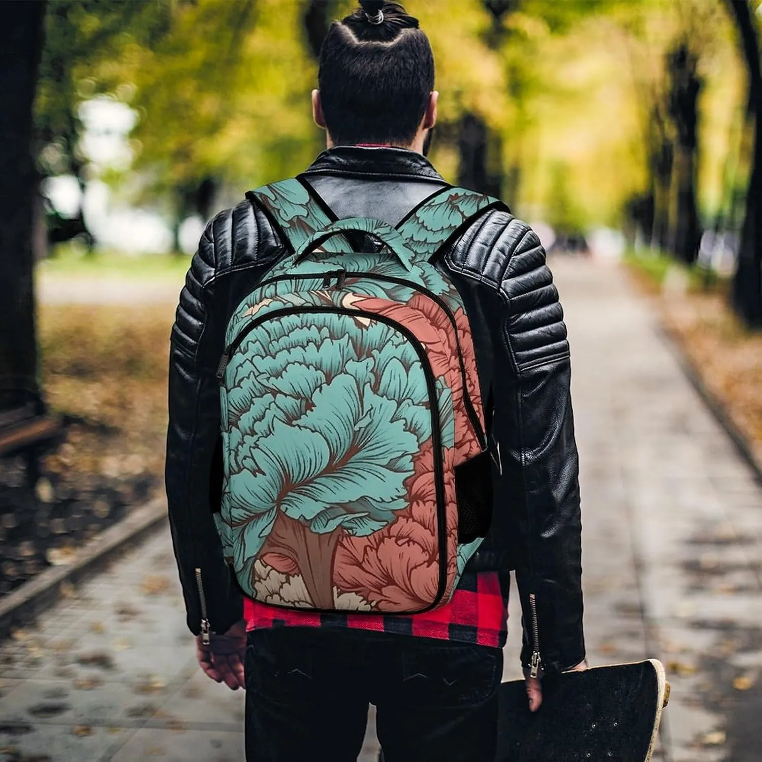 Backpack for Men Women Laptop Backpack Blue Red Flowers Casual Daypack Laptop Bag for Travel