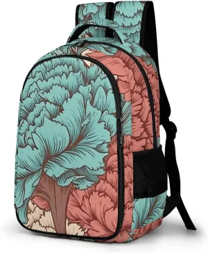 Backpack for Men Women Laptop Backpack Blue Red Flowers Casual Daypack Laptop Bag for Travel