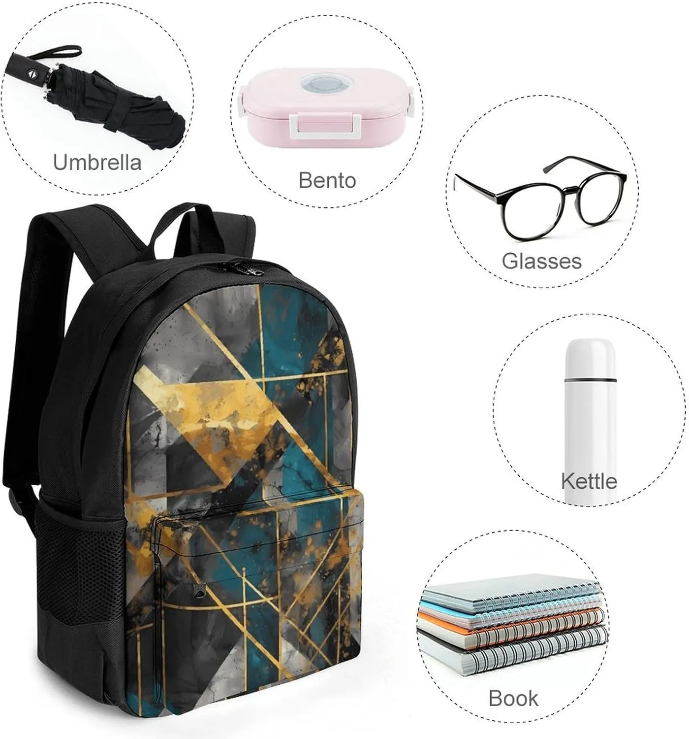 Backpack for Men Women Laptop Backpack Contemporary Art Pattern Casual Daypack Laptop Bag for Travel