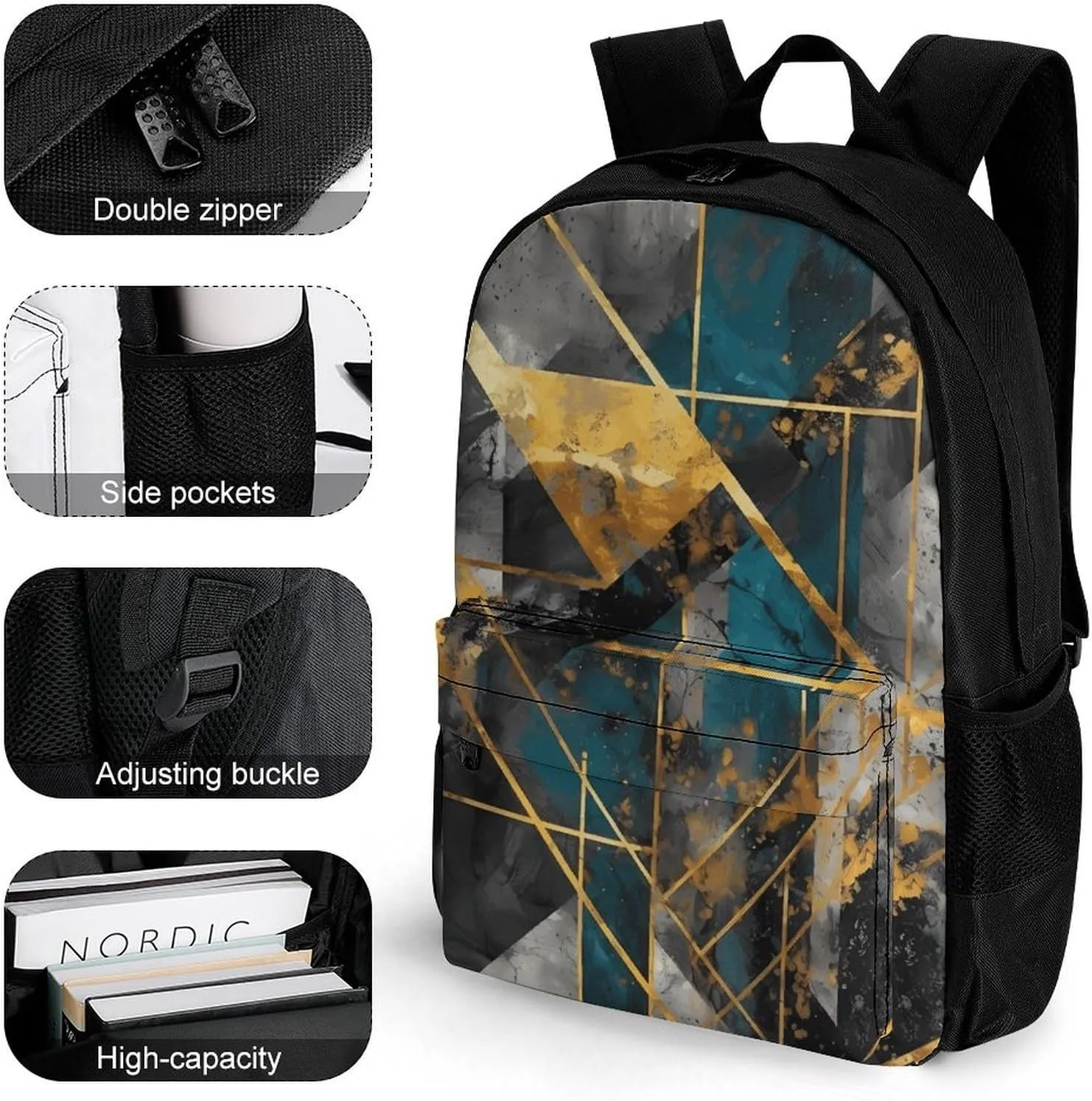 Backpack for Men Women Laptop Backpack Contemporary Art Pattern Casual Daypack Laptop Bag for Travel