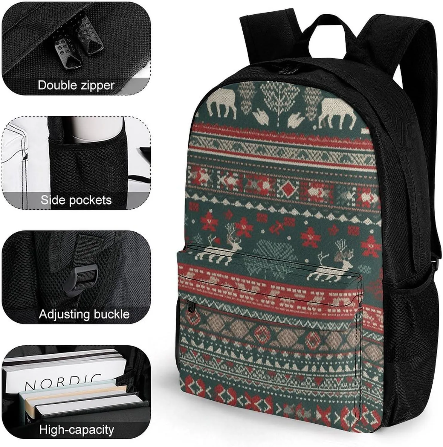 Backpack for Men Women Laptop Backpack Dark Green And Gray Casual Daypack Laptop Bag for Travel, 42x30.5cm