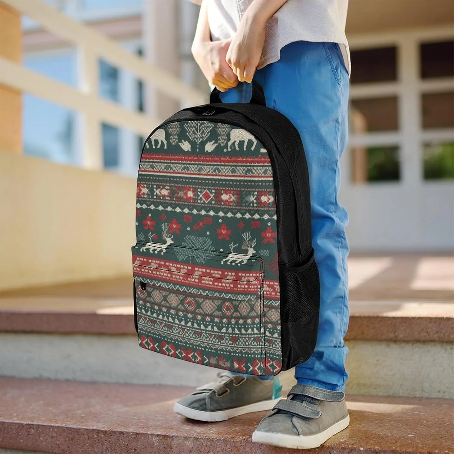 Backpack for Men Women Laptop Backpack Dark Green And Gray Casual Daypack Laptop Bag for Travel, 42x30.5cm
