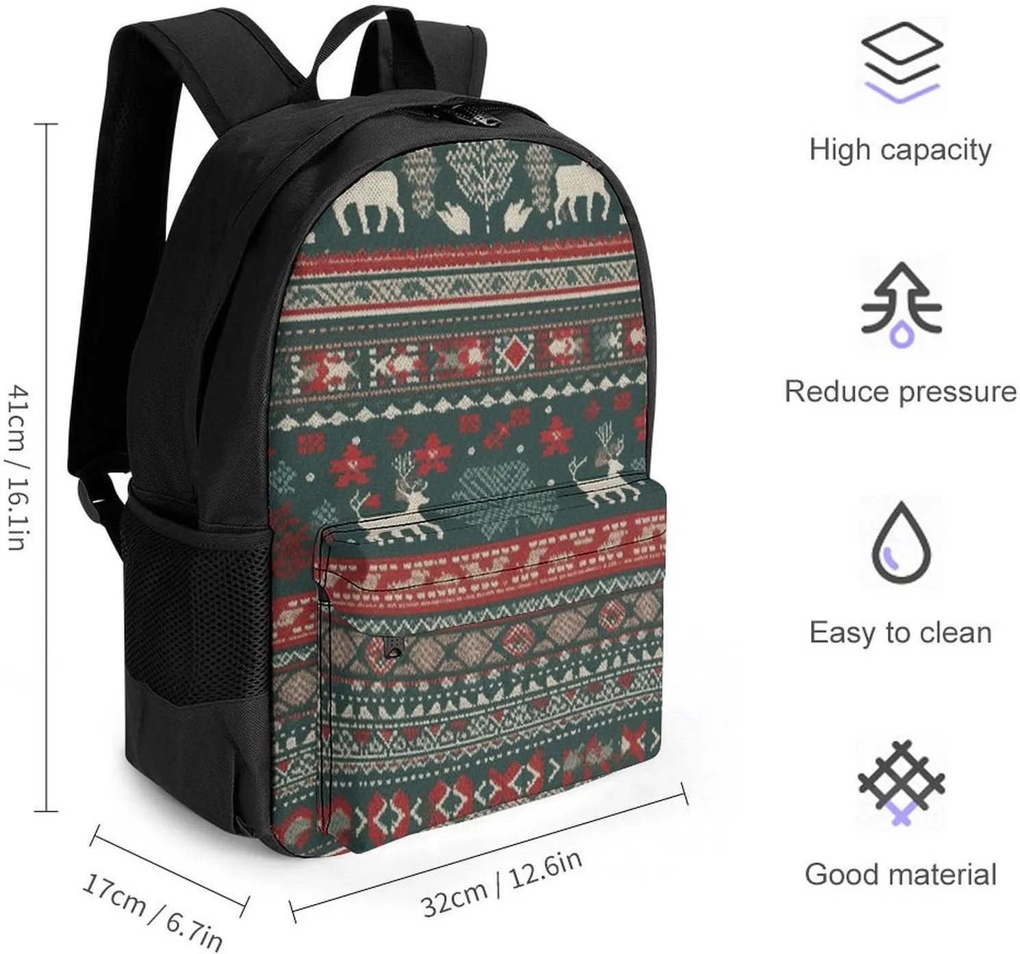 Backpack for Men Women Laptop Backpack Dark Green And Gray Casual Daypack Laptop Bag for Travel, 42x30.5cm
