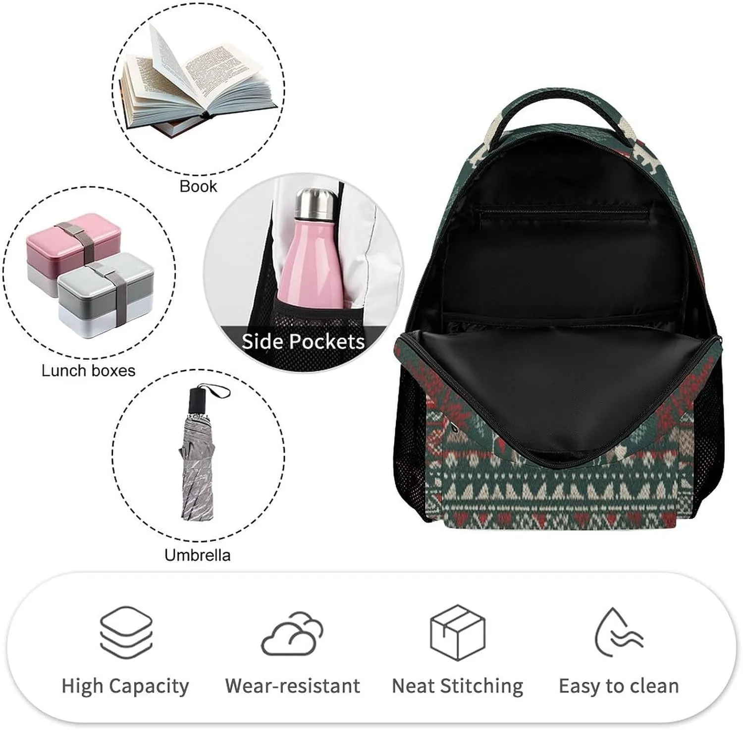 Backpack for Men Women Laptop Backpack Dark Green And Gray Casual Daypack Laptop Bag for Travel