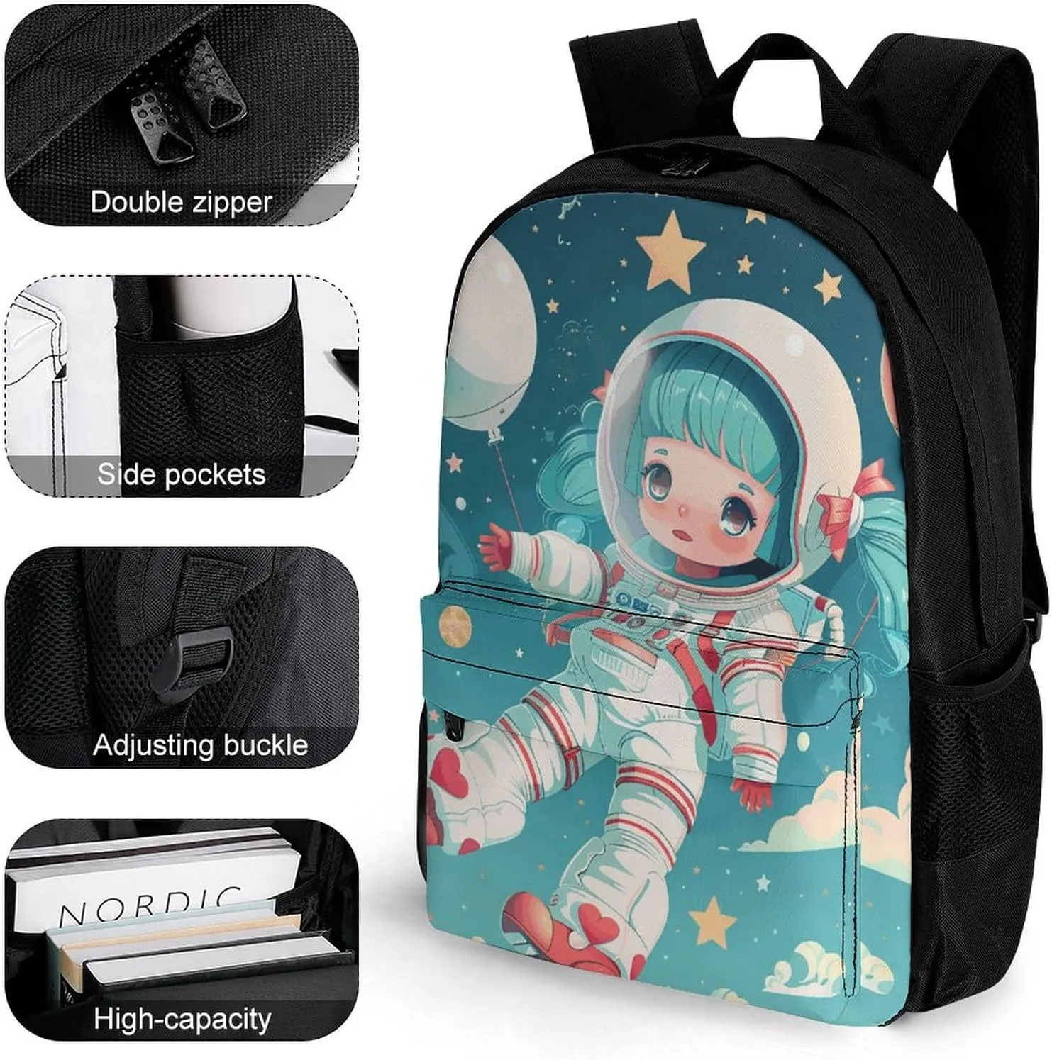 Backpack for Men Women Laptop Backpack Floating in Space Casual Daypack Laptop Bag for Travel