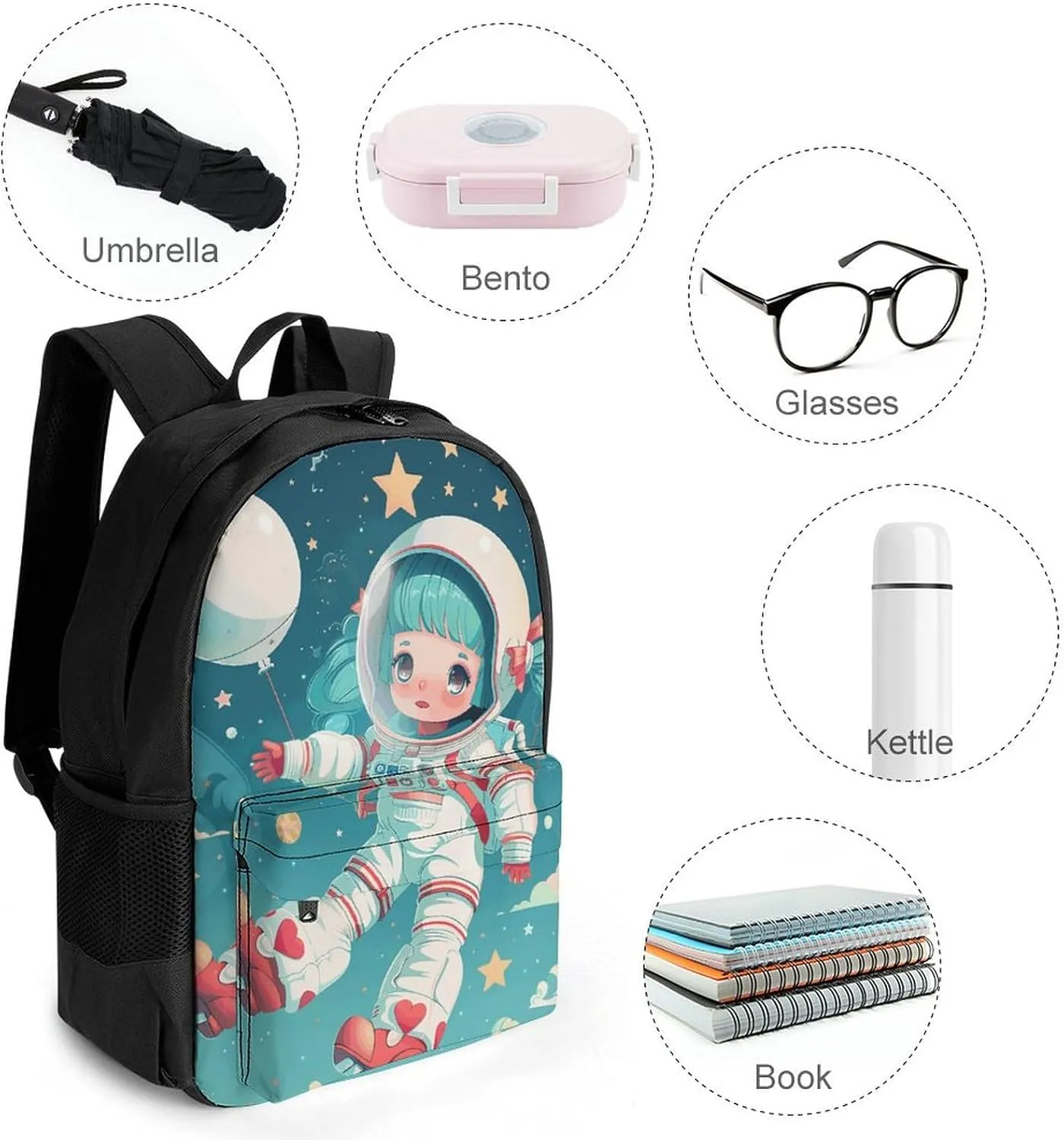 Backpack for Men Women Laptop Backpack Floating in Space Casual Daypack Laptop Bag for Travel