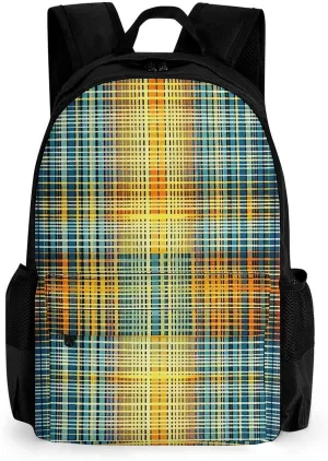 Backpack for Men Women Laptop Backpack Grid Stripe Pattern Casual Daypack Laptop Bag for Travel