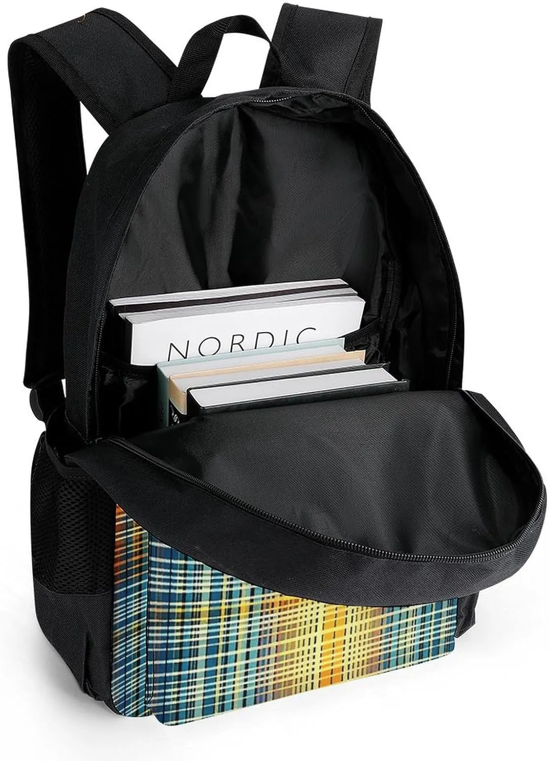 Backpack for Men Women Laptop Backpack Grid Stripe Pattern Casual Daypack Laptop Bag for Travel