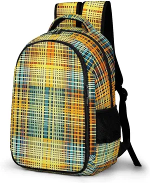 Backpack for Men Women Laptop Backpack Grid Stripe Pattern Casual Daypack Laptop Bag for Travel
