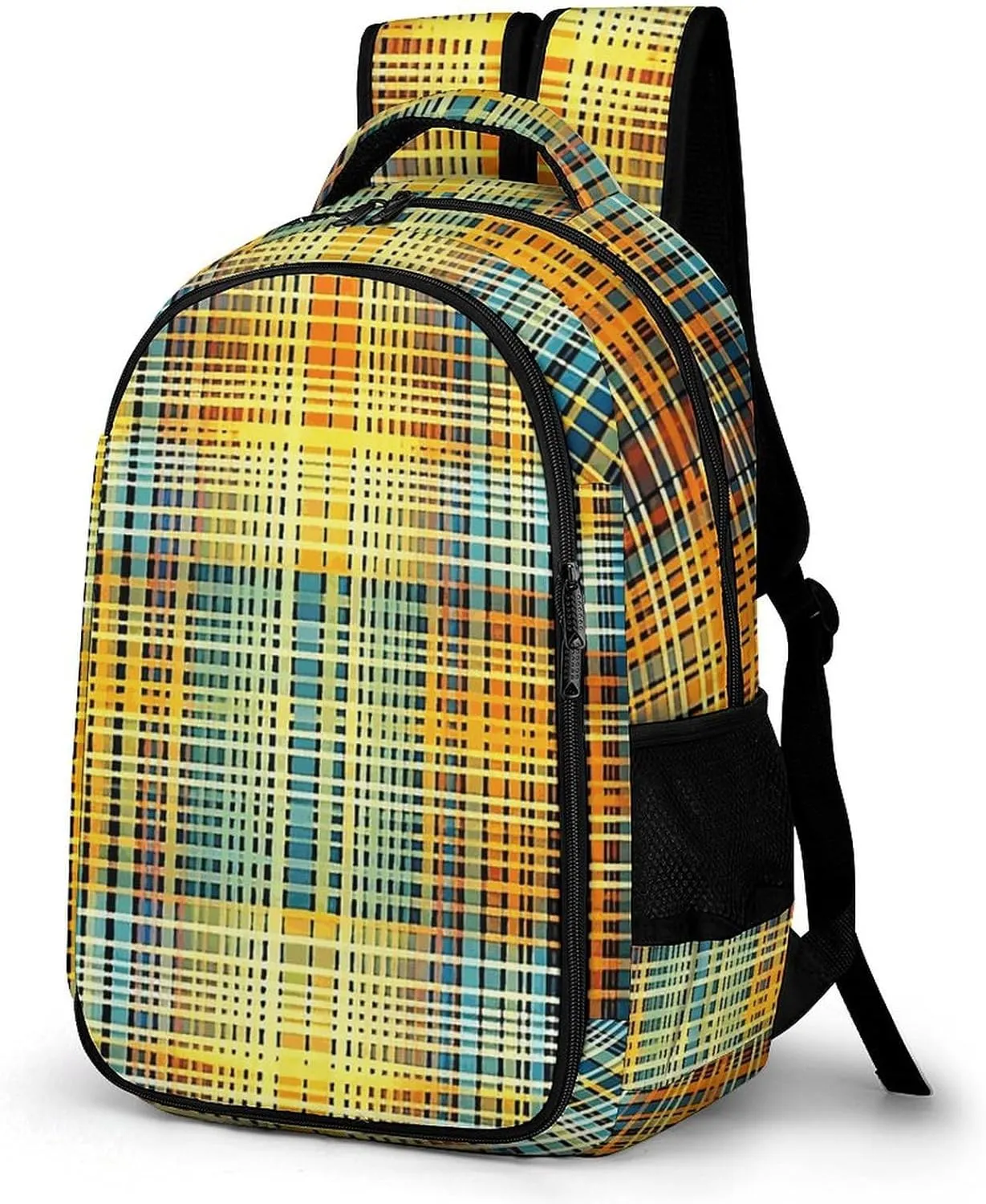 Backpack for Men Women Laptop Backpack Grid Stripe Pattern Casual Daypack Laptop Bag for Travel