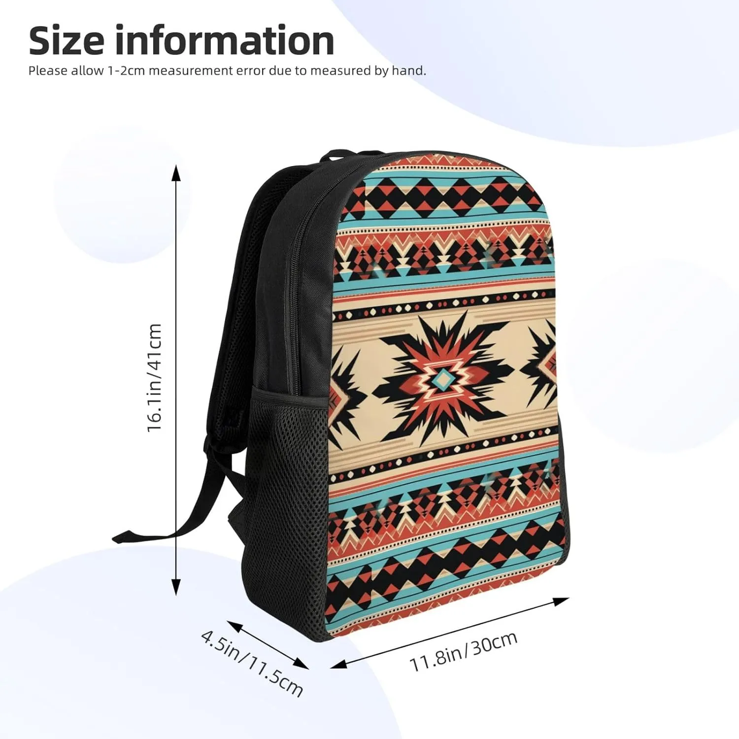 Backpack for Men Women Laptop Backpack Owl on a branch Daypack Laptop Bag for Travel, Native American Patterns, One Size