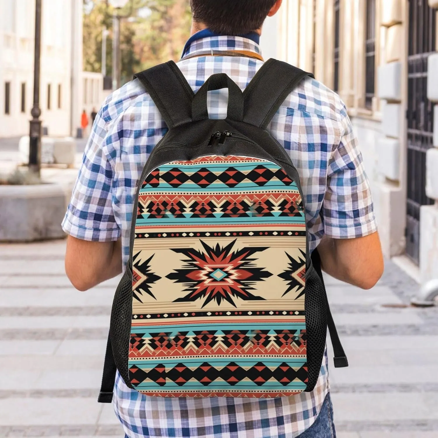Backpack for Men Women Laptop Backpack Owl on a branch Daypack Laptop Bag for Travel, Native American Patterns, One Size