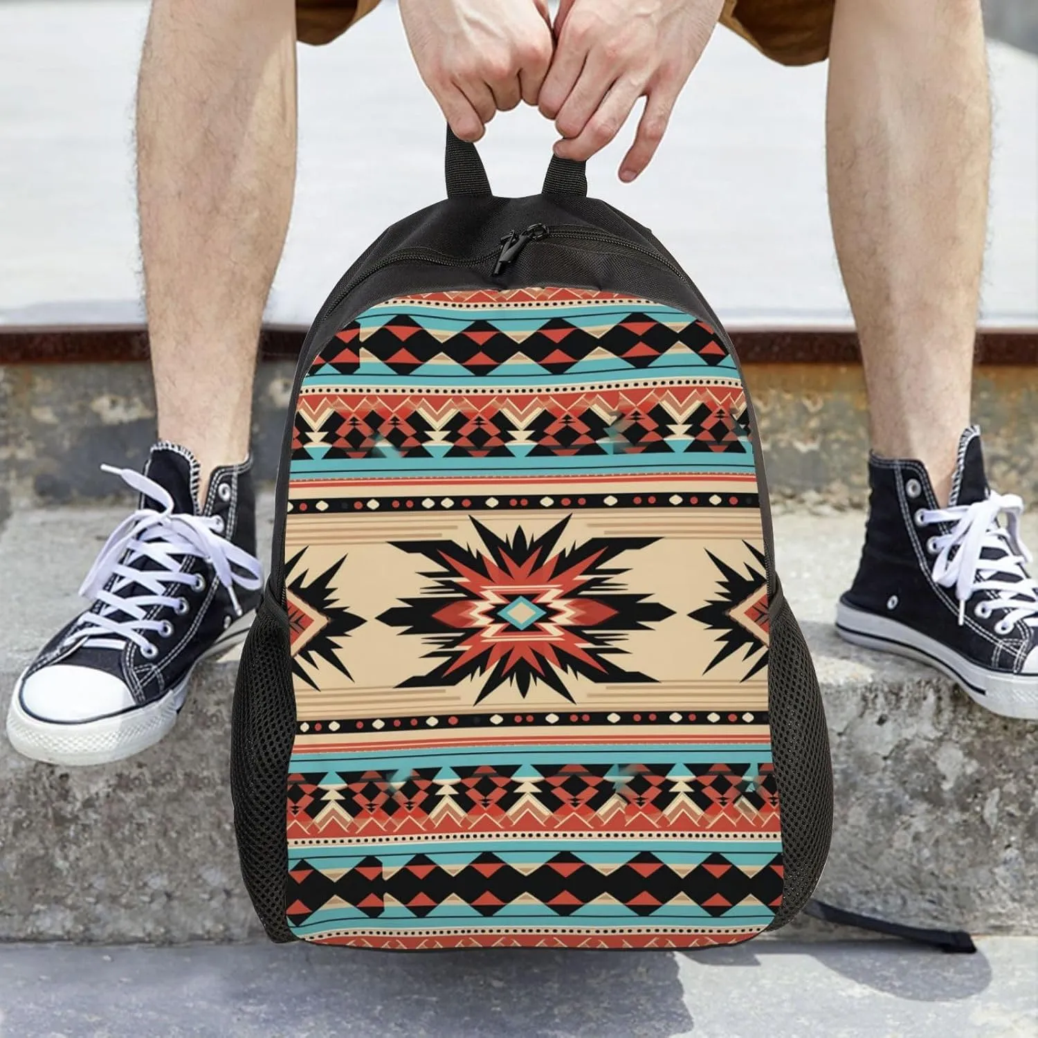 Backpack for Men Women Laptop Backpack Owl on a branch Daypack Laptop Bag for Travel, Native American Patterns, One Size