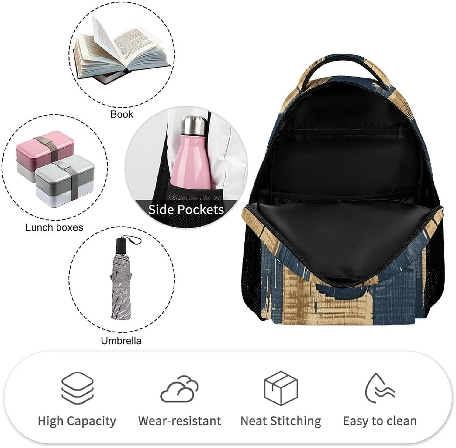 Backpack for Men Women Laptop Backpack Woodcut Style Graphics Casual Daypack Laptop Bag for Travel