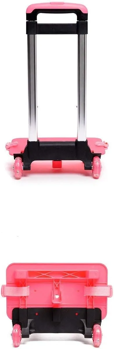 Backpack Hand Truck Wheeled Cart Trolley Hand Aluminium Alloy Folding Trolley Cart for Schoolbag/Backpack (Pink with Two Wheels)
