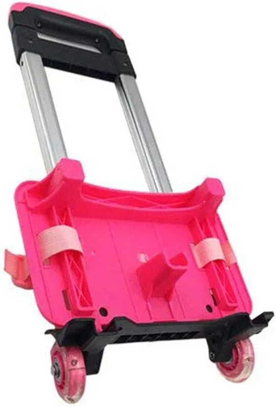 Backpack Hand Truck Wheeled Cart Trolley Hand Aluminium Alloy Folding Trolley Cart for Schoolbag/Backpack (Pink with Two Wheels)