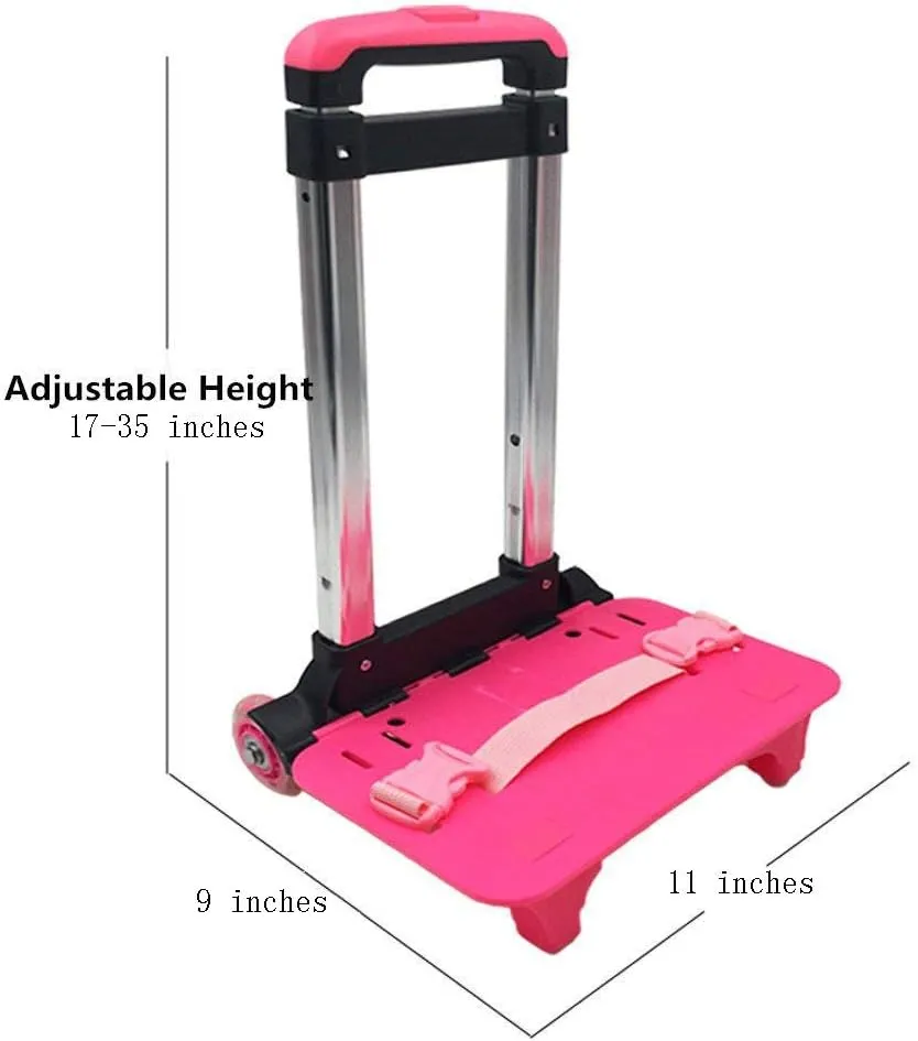 Backpack Hand Truck Wheeled Cart Trolley Hand Aluminium Alloy Folding Trolley Cart for Schoolbag/Backpack (Pink with Two Wheels)