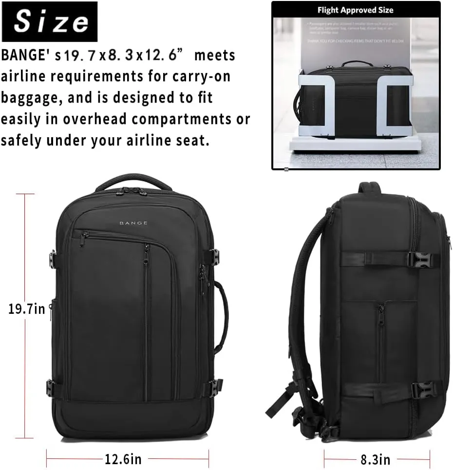 BANGE Travel Overnight Backpack,40-Liter FAA Flight Approved Weekender Bag Carry on Backpack (BLACK (Backpack with 3 Cubes))…