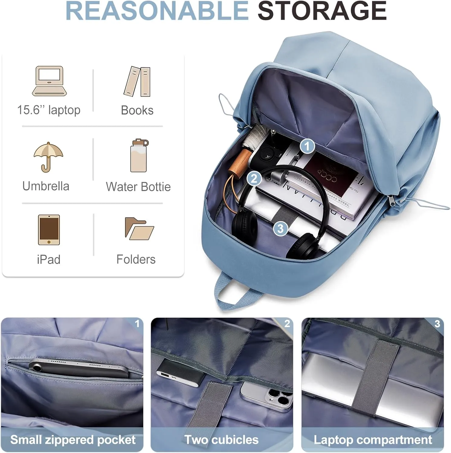 Basic Backpack For High School Women Men,Lightweight Casual Daypack College Backpack,Simple Bookbag For Teens Boys Girls,Waterproof School Bag(Blue)