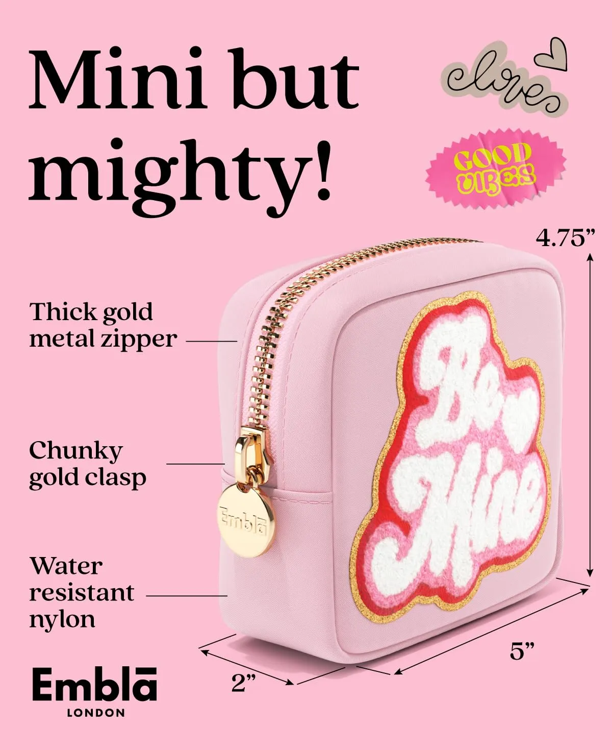 BE MINE Valentine Makeup Bag Travel Cosmetics Pouch and Toiletry Bag, Nylon Zipper Pouch Purse, Cute Make Up Organizer Storage Tote for Women Girls, Travel Skincare Case, Small Makeup Bags, Flamingo