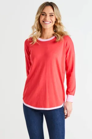 BETTY BASICS Sophie Relaxed Knit Jumper - Pink Tipping