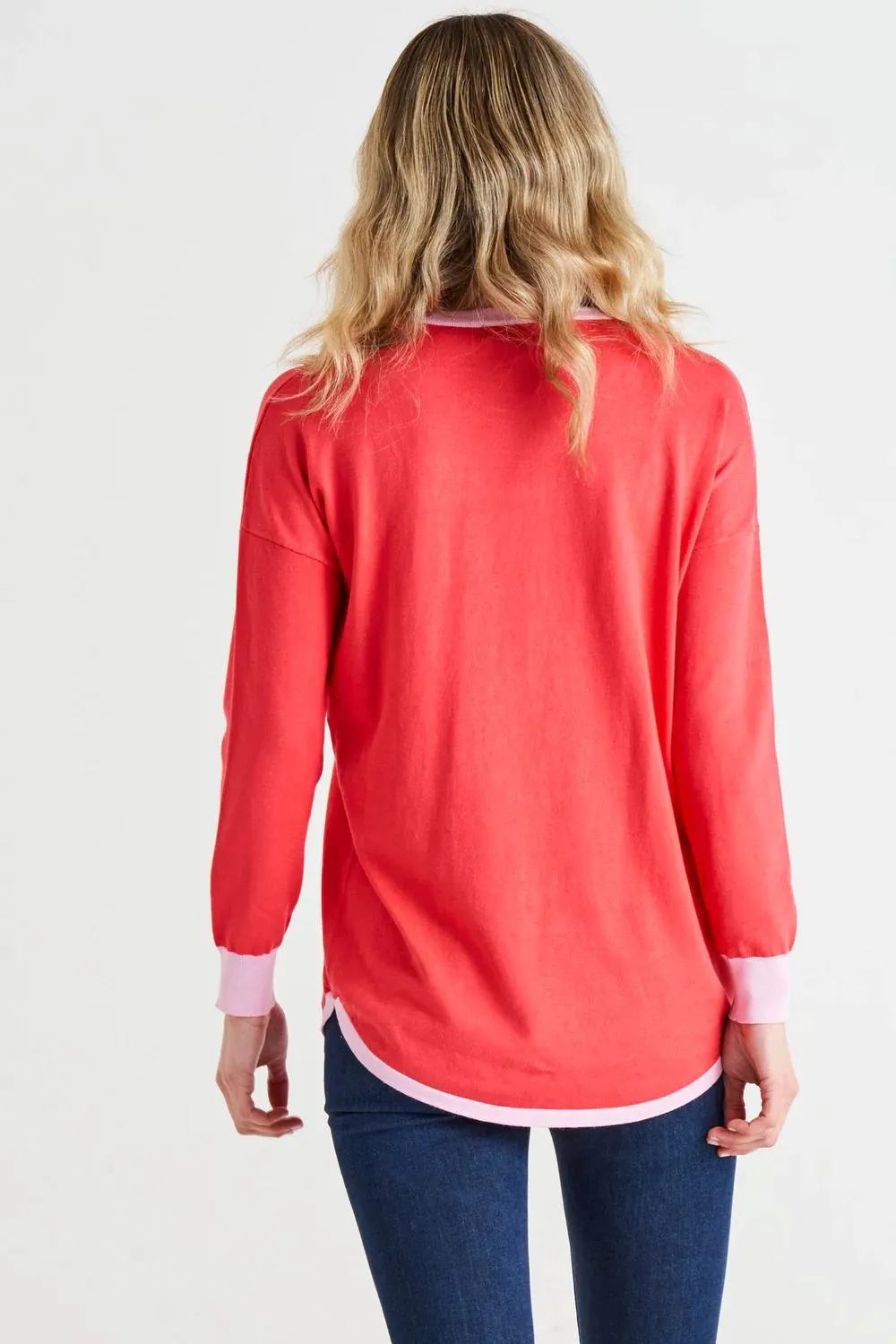 BETTY BASICS Sophie Relaxed Knit Jumper - Pink Tipping
