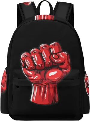 Big Red Raised Fist Salute of Unity Solidarity Resistance Mini Backpack Cute Shoulder Bag Small Laptop Bag Travel Daypack for Men Women