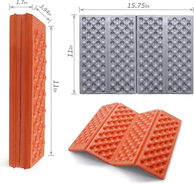 BKS 2PCS Camping Portable Foam Seat Pad, Foldable Z Waterproof Sitting Mat for Outdoor，Green/Blue/Orange……