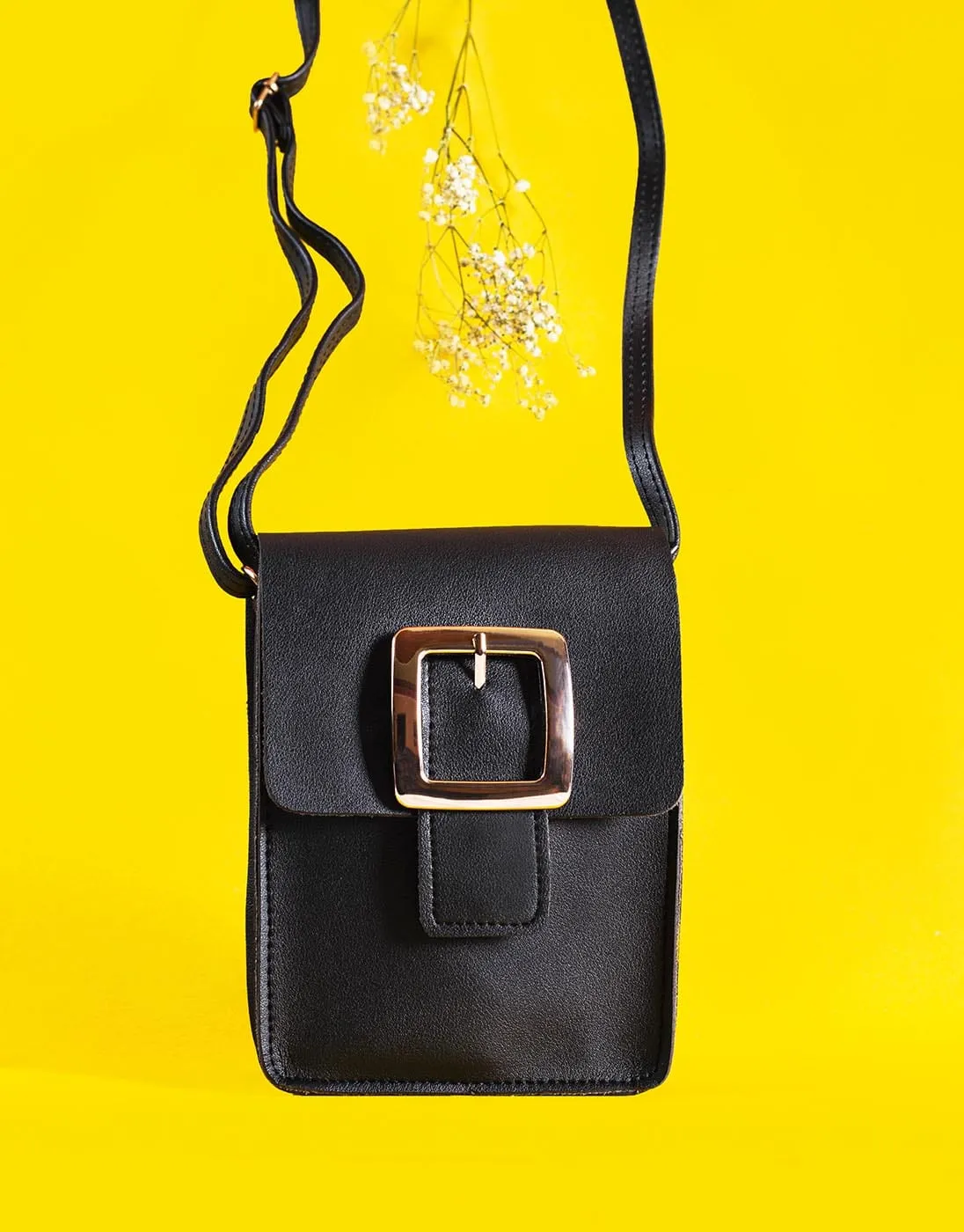 Black Buckle Flip Bag