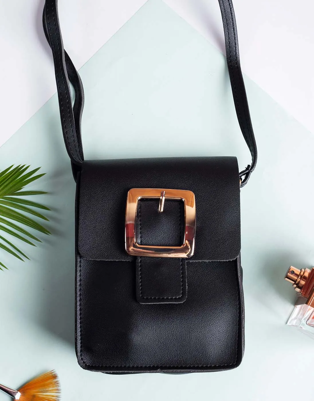 Black Buckle Flip Bag