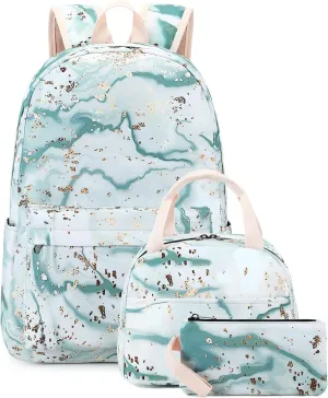 Bluboon Teen Girls School Backpack Kids Bookbag Set with Lunch Box Pencil Case Travel Laptop Backpack Casual Daypacks (Gray)