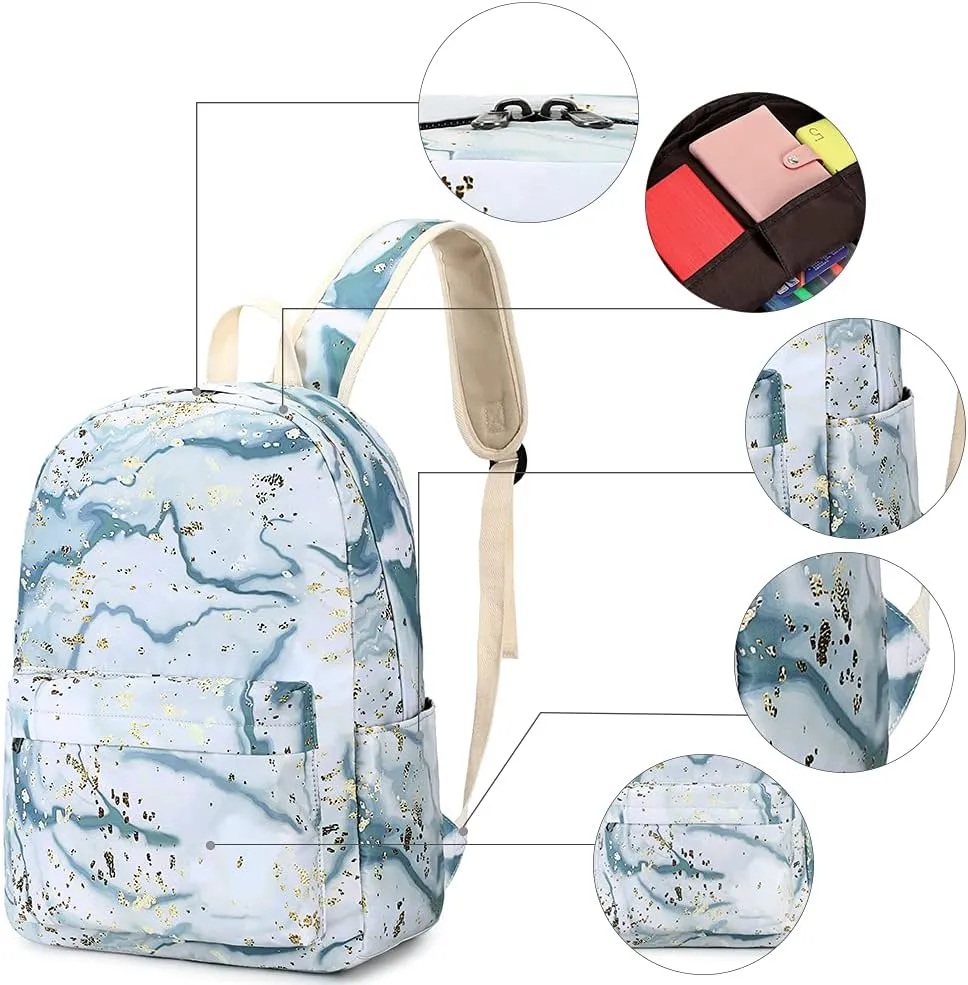 Bluboon Teen Girls School Backpack Kids Bookbag Set with Lunch Box Pencil Case Travel Laptop Backpack Casual Daypacks (Gray)