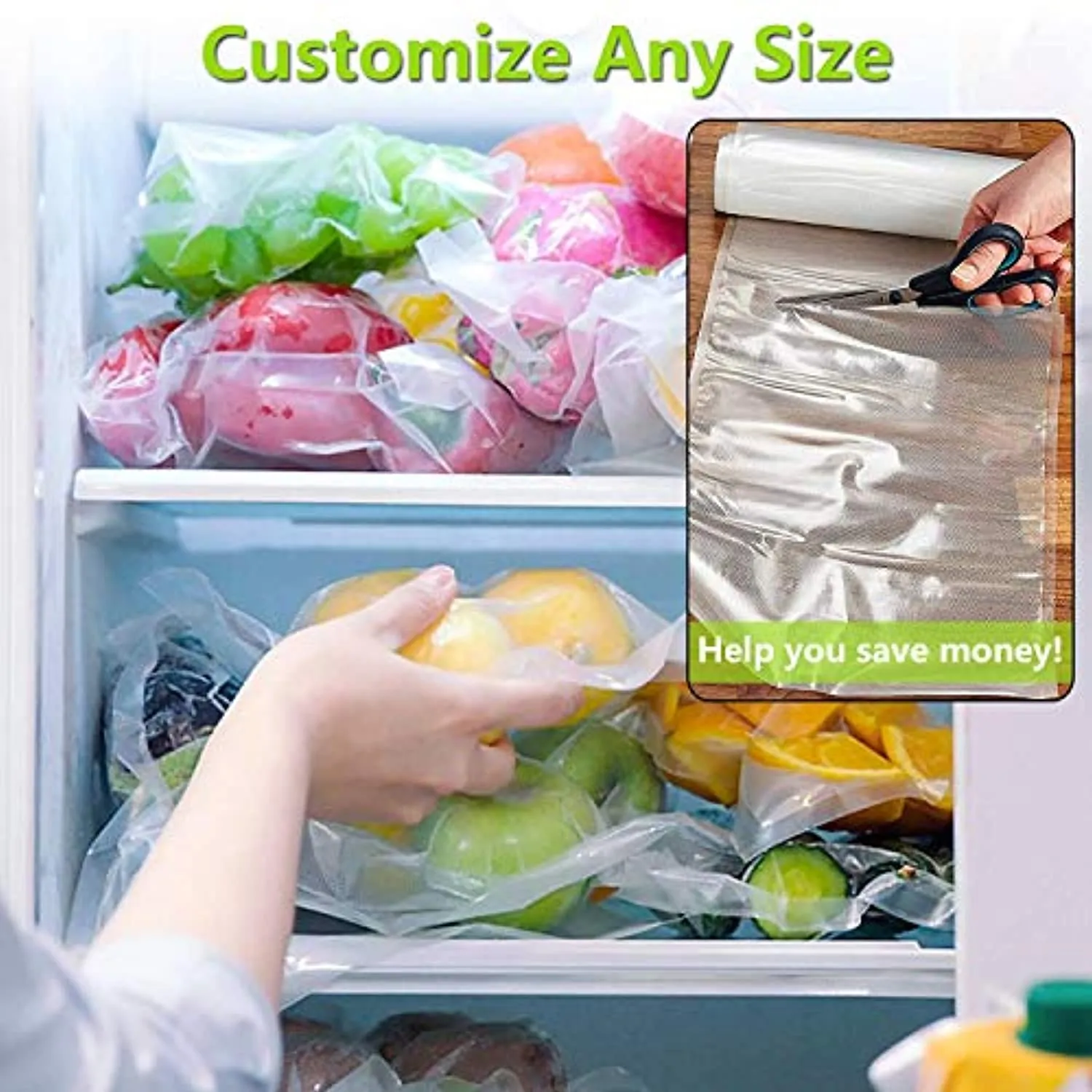 BNT 2 Pack 11" x 16' Food Saver Vacuum Sealer Freezer Bags, Seal a Meal Food Saver Bags Rolls, Commercial Grade, Heavy Duty, BPA Free, Great for Vac Storage of food - Cut to Size Roll (Total 32')