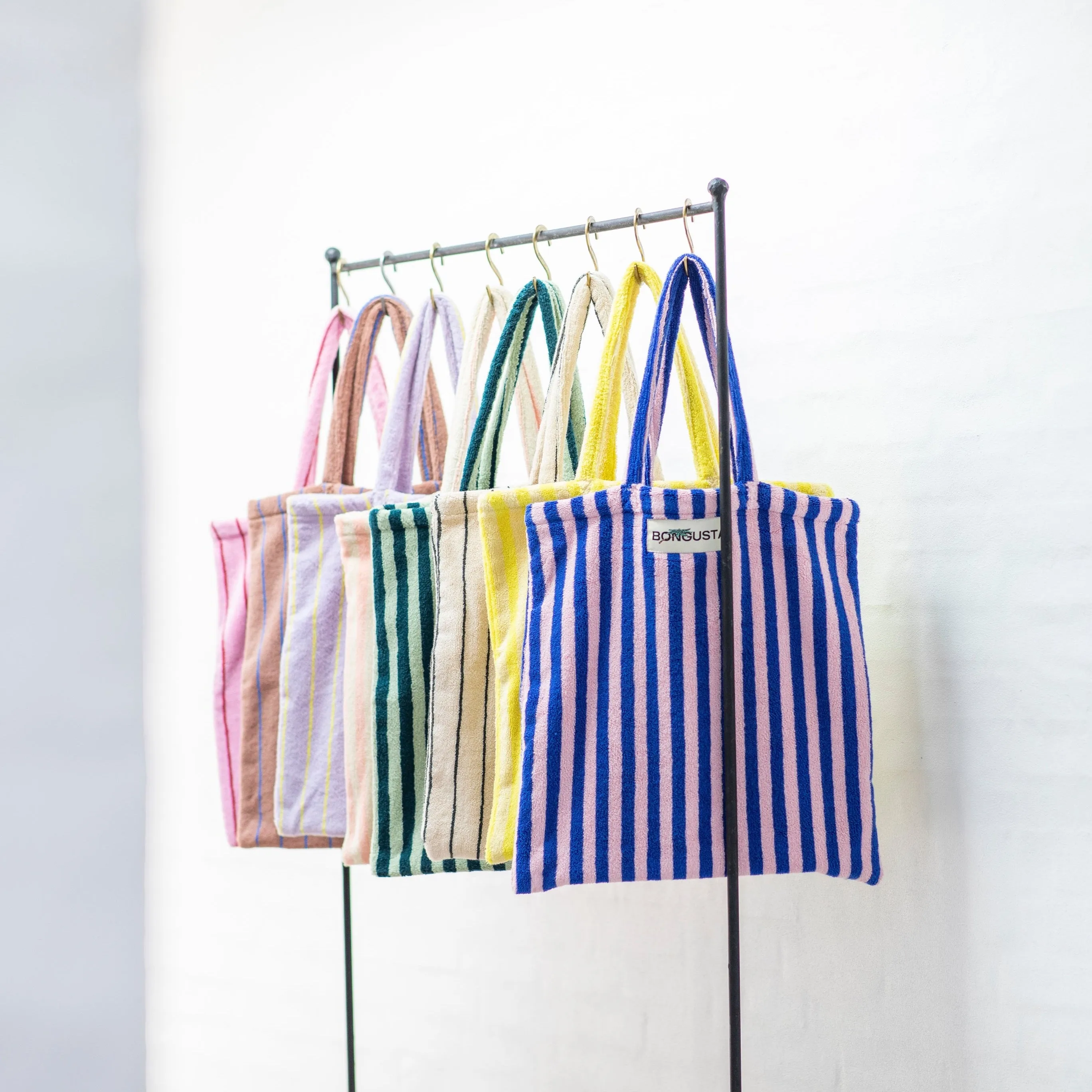 Bongusta Naram Tote Bag Baby Pink & Ski Patrol Red Stripe