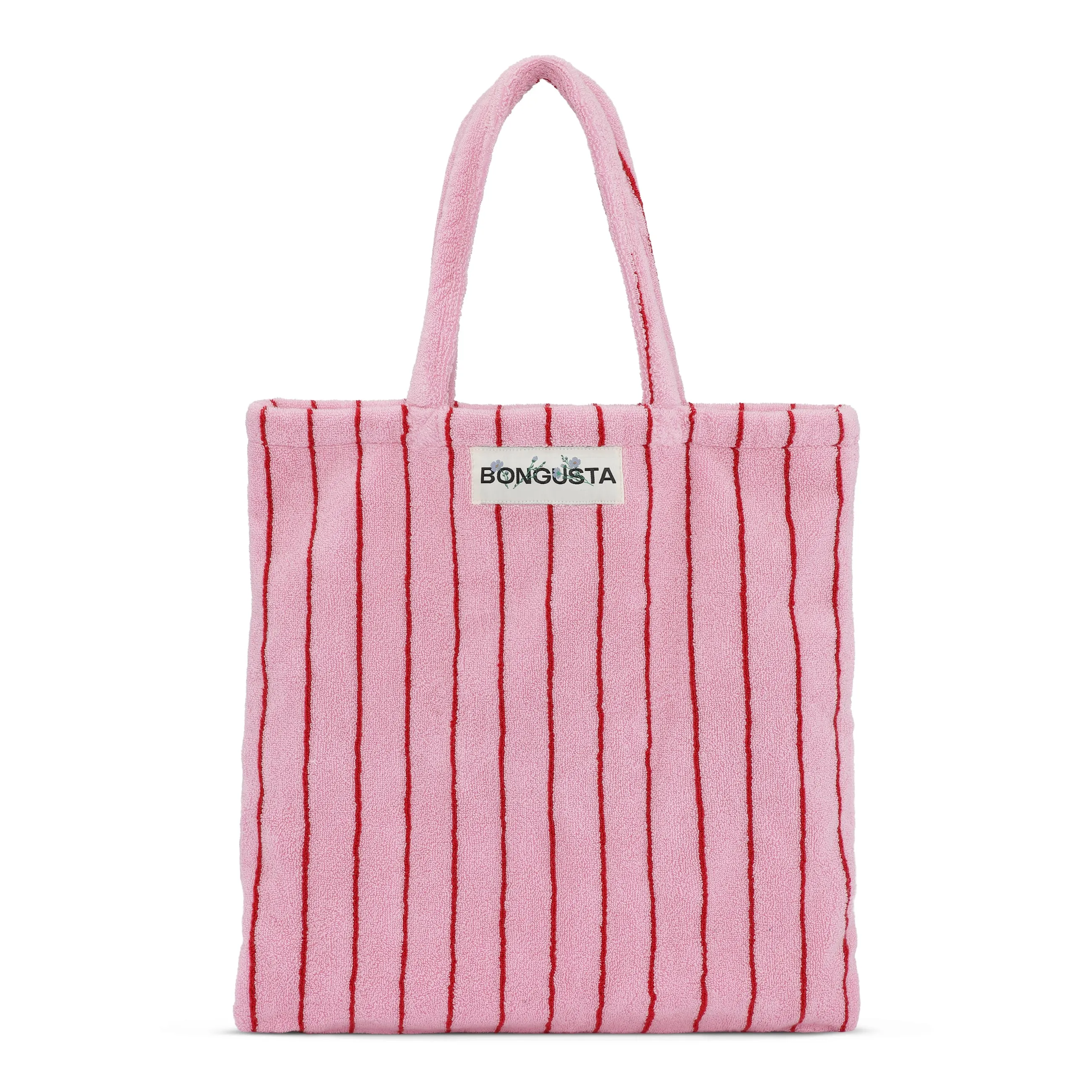 Bongusta Naram Tote Bag Baby Pink & Ski Patrol Red Stripe