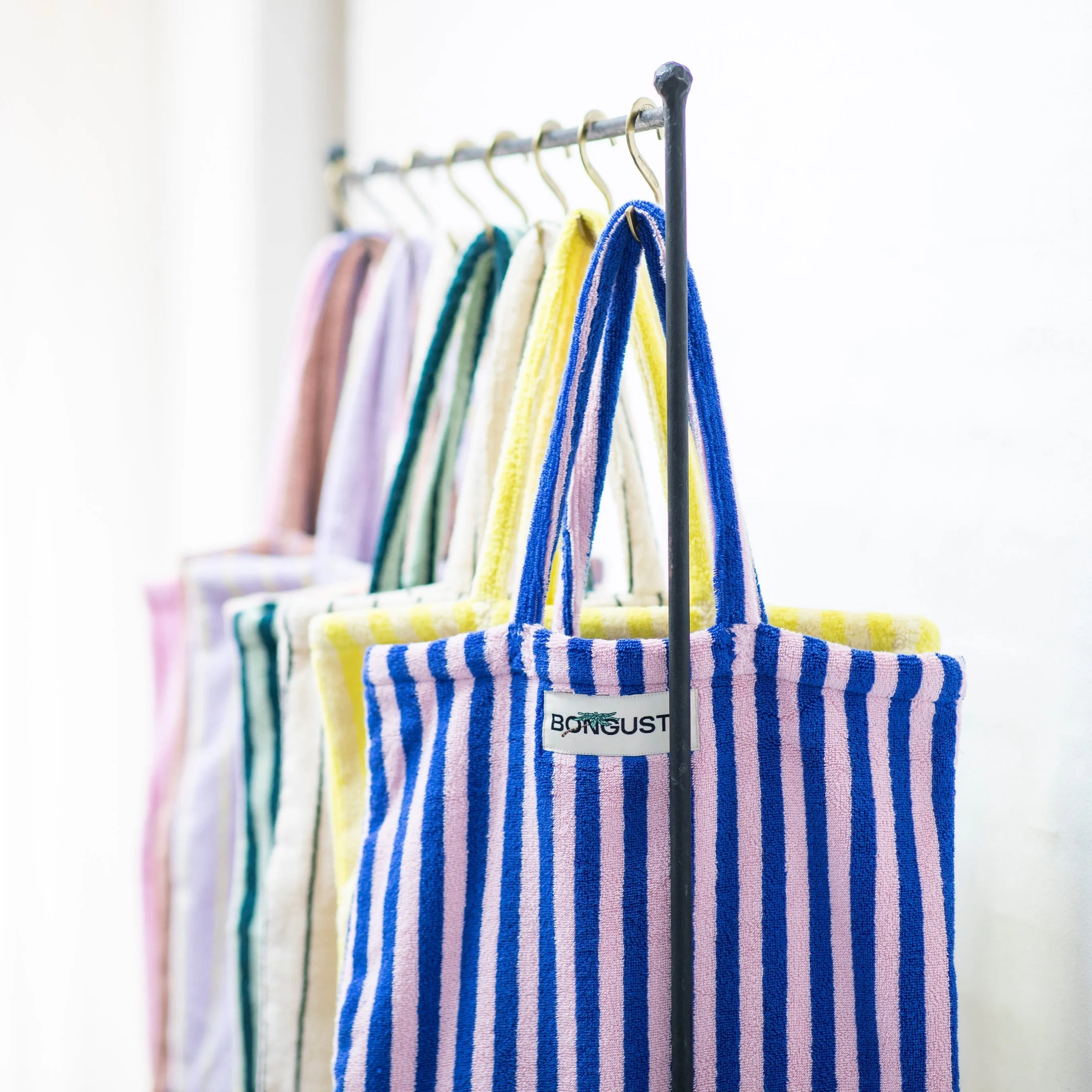 Bongusta Naram Tote Bag Baby Pink & Ski Patrol Red Stripe
