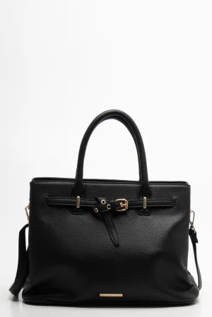 Buckle Tote Handbag Black