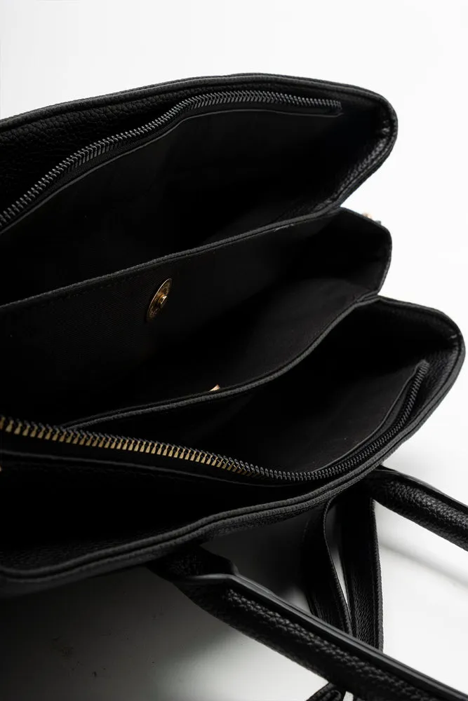 Buckle Tote Handbag Black