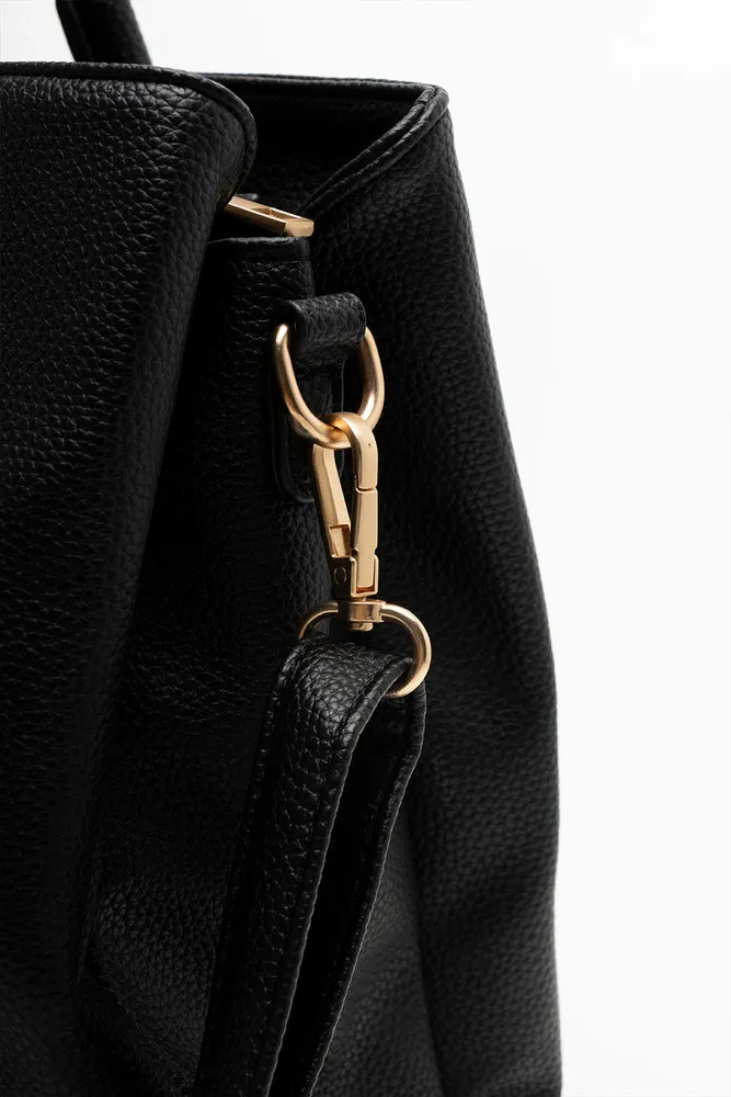 Buckle Tote Handbag Black