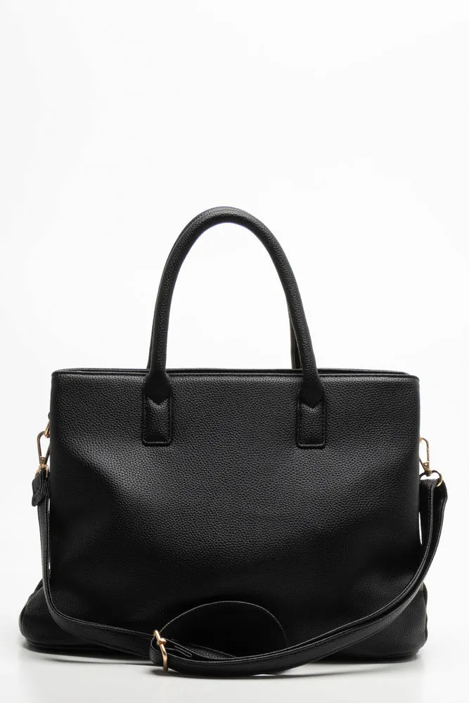 Buckle Tote Handbag Black
