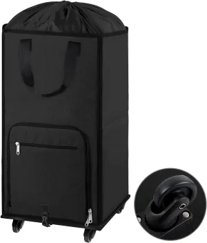 Bukere Laundry Hamper with Wheels, Large Rolling Laundry Basket with 4 Casters and 2 Handles, Collapsible Freestanding Wheeled Laundry Bag for Clothes, Laundry Room, Bathroom Midnight Grey