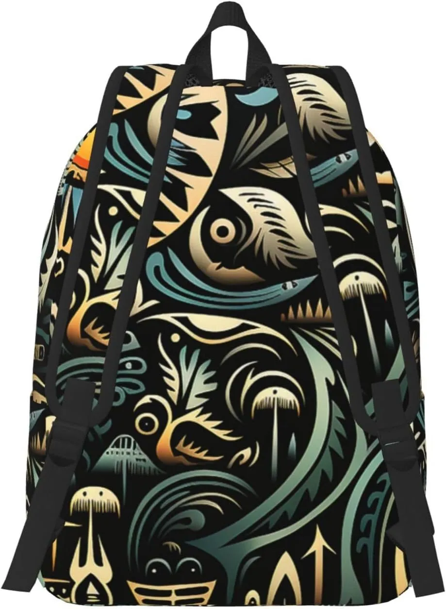 Canvas Backpack Lightweight Laptop Backpack for Men Women Complex Graphics Backpack Casual Daypack for Travel