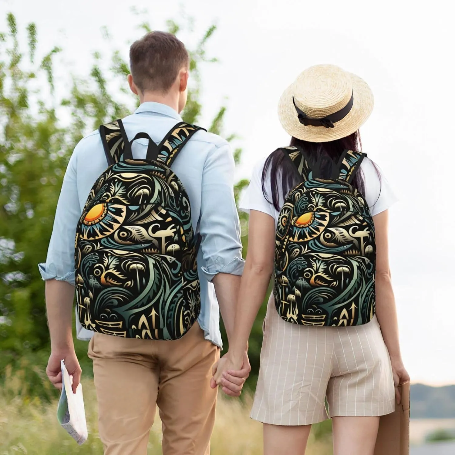 Canvas Backpack Lightweight Laptop Backpack for Men Women Complex Graphics Backpack Casual Daypack for Travel