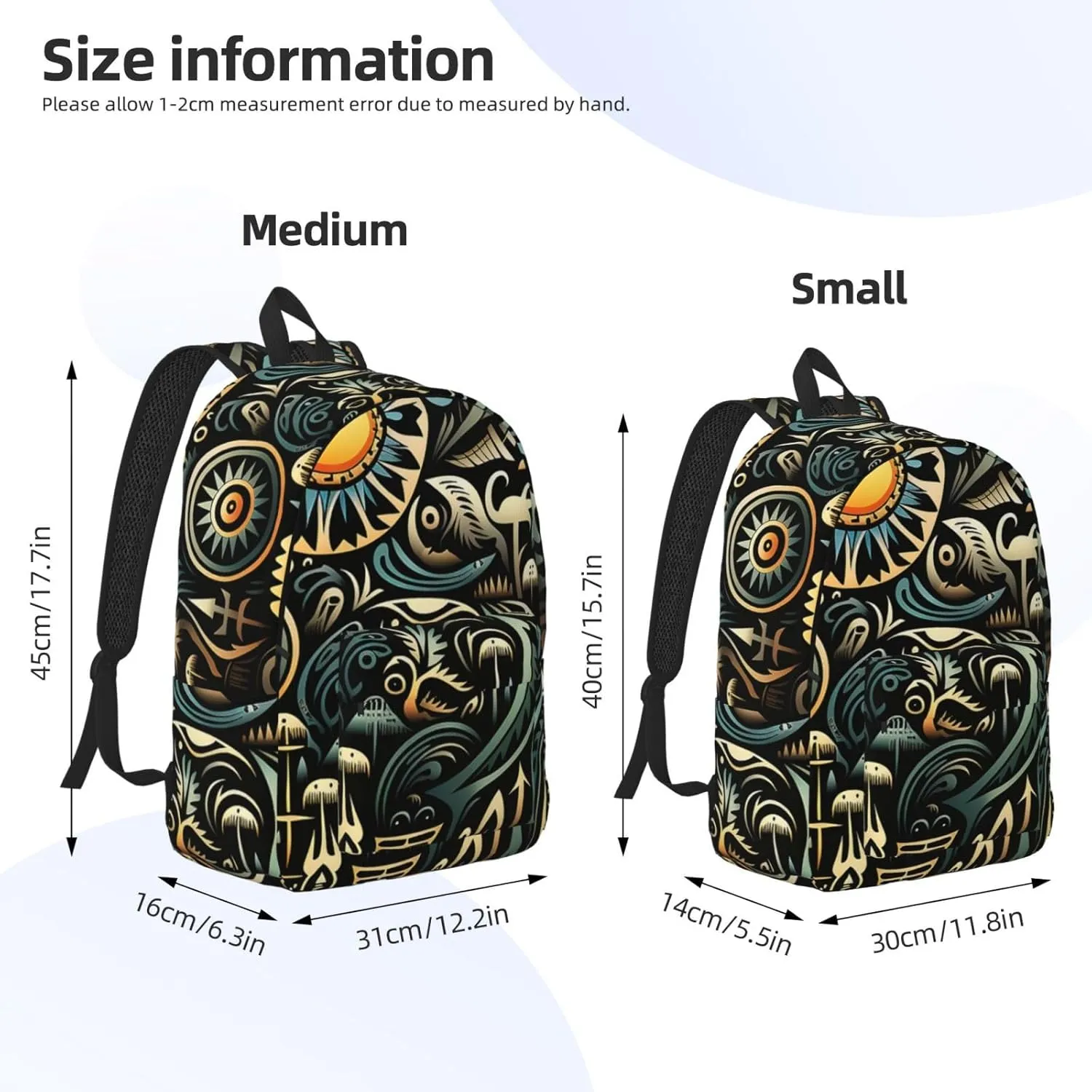Canvas Backpack Lightweight Laptop Backpack for Men Women Complex Graphics Backpack Casual Daypack for Travel