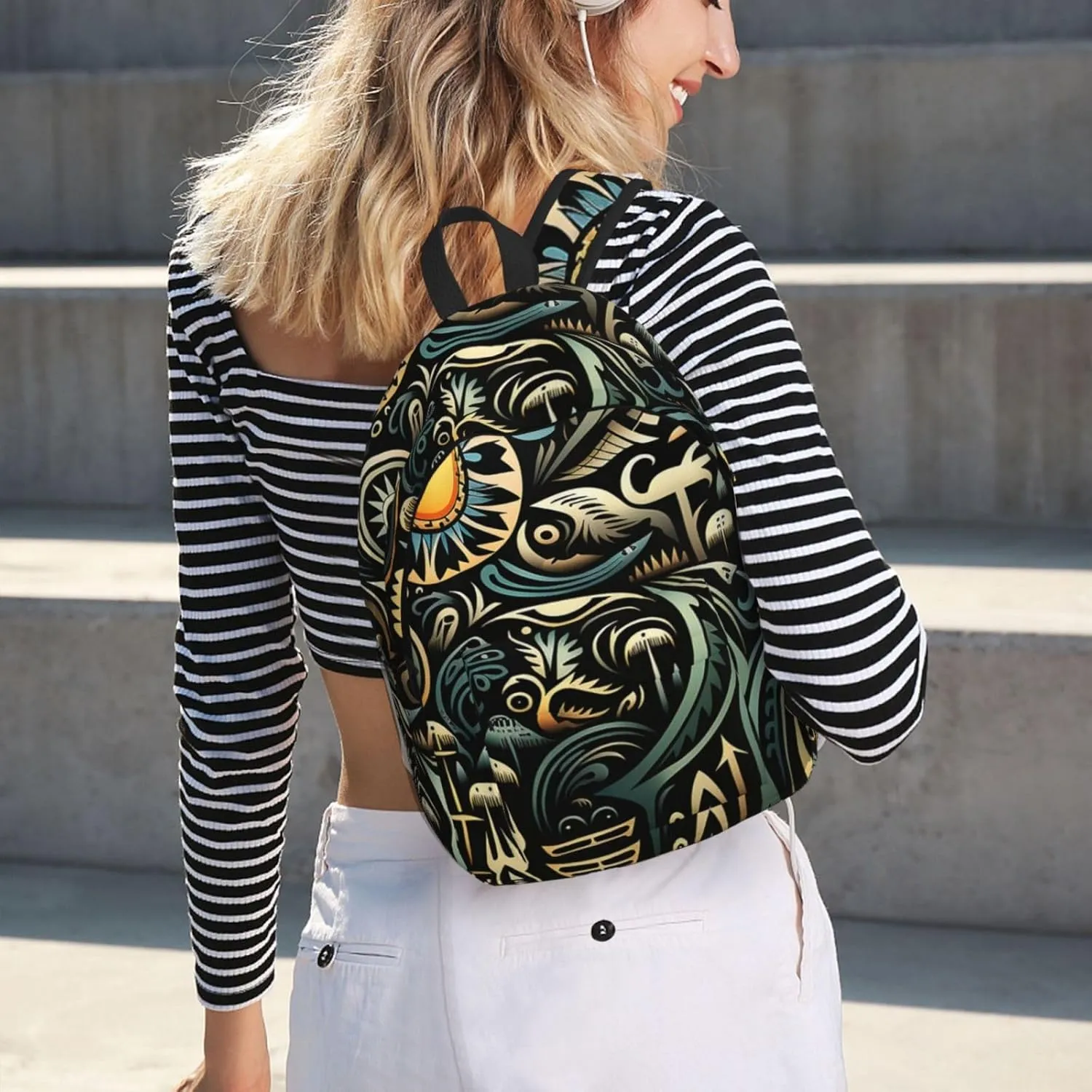 Canvas Backpack Lightweight Laptop Backpack for Men Women Complex Graphics Backpack Casual Daypack for Travel